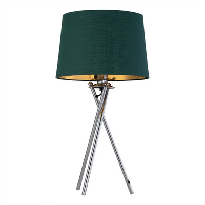 CHROMAS - Chrome Table Lamp Bedside Lights Green & Gold Shade